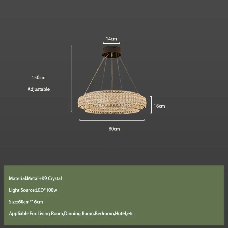 Afralia™ Modern Round Crystal LED Ceiling Lamp for Luxurious Living Room Lighting