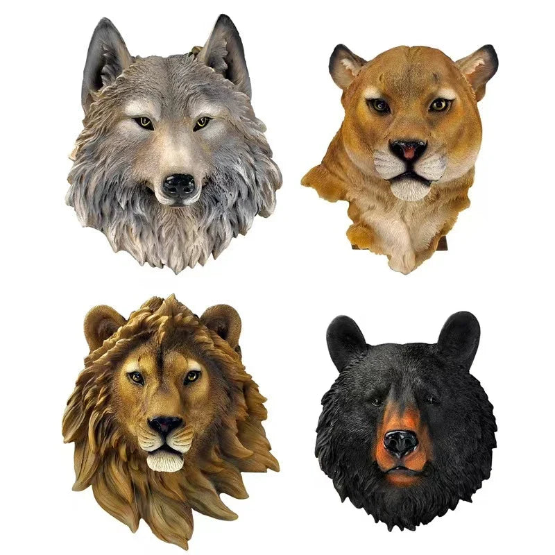 Afralia™ Animal Head Wall Hanger: Decorative Resin Wildlife Hook Rack Statue