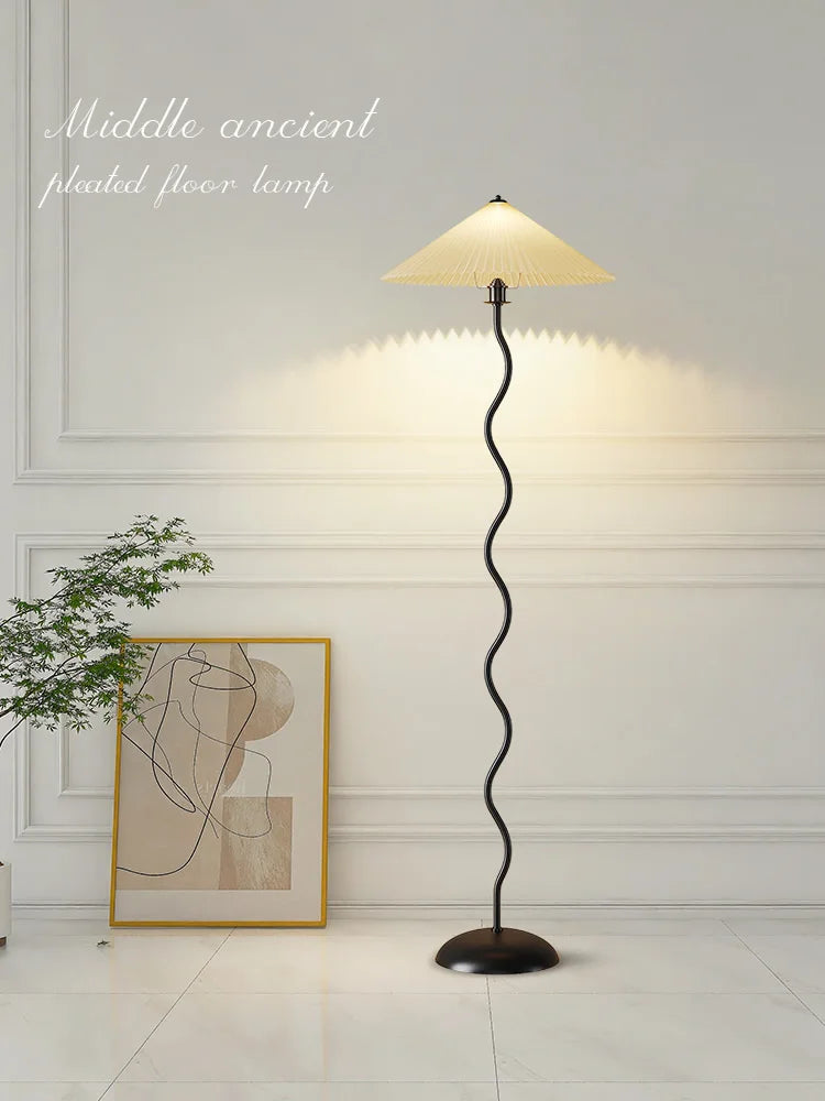 Afralia™ Pleated Fabric LED Floor Lamp for Stylish Nordic Minimalist Home Decor