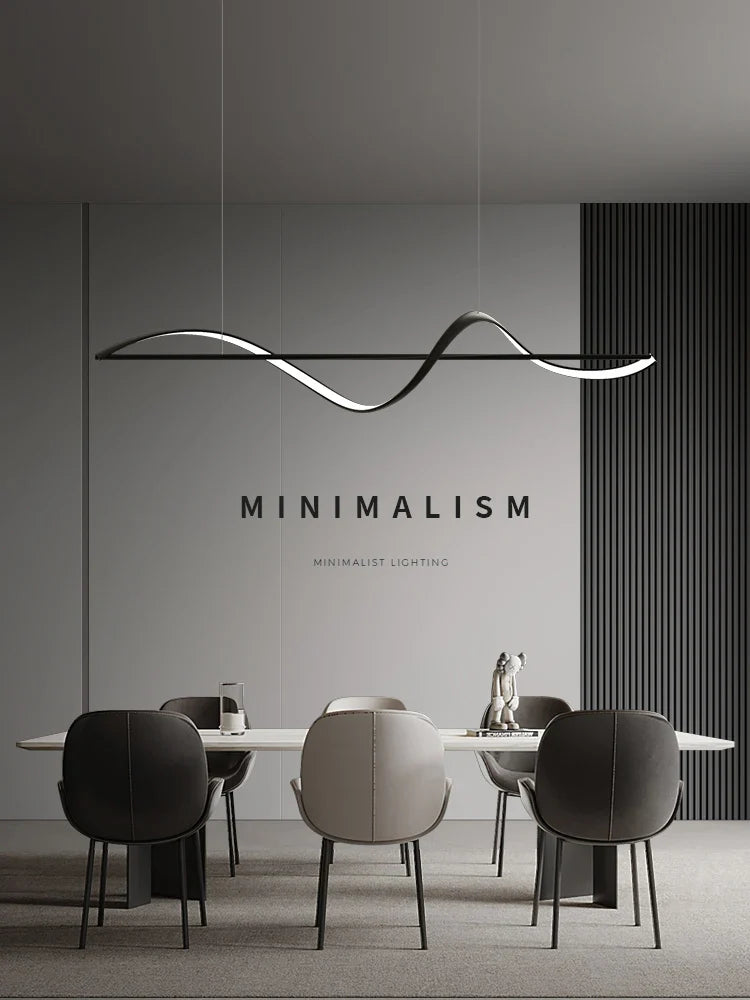 Afralia™ Minimalist Curve LED Pendant Light for Dining Room, Bar, Kitchen - Home Decor Fixtures