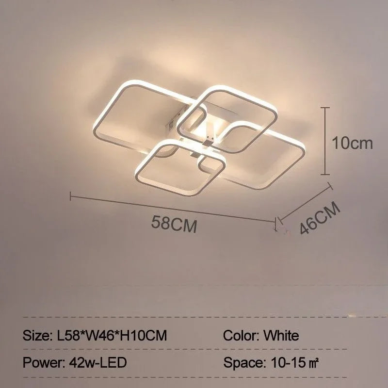 Afralia™ LED Ceiling Light 4 Rings 78W Square for Living Room Bedroom Bar