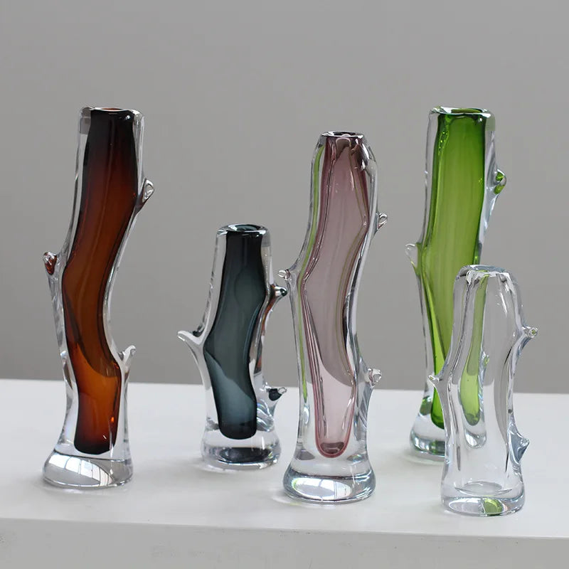 Afralia™ Glass Vase Branch Fork Shape Thick Bottle Floral Arrangement Terrarium