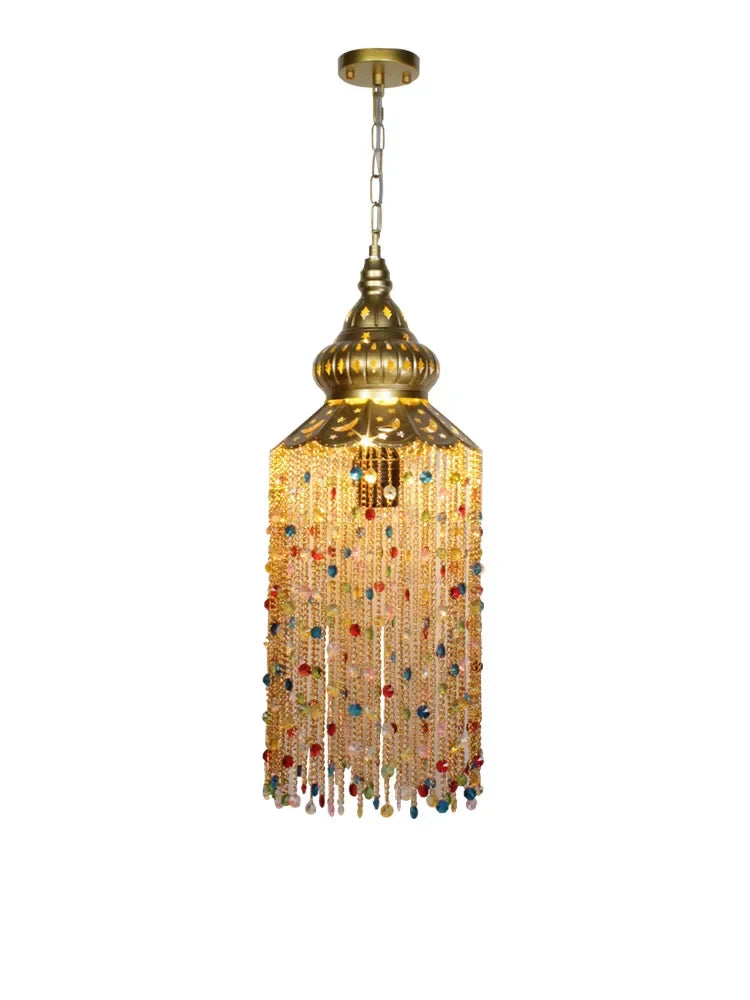 Afralia™ Bohemian Crystal Pendant Lights LED E27 Gold/Black Cafe Bar Decor