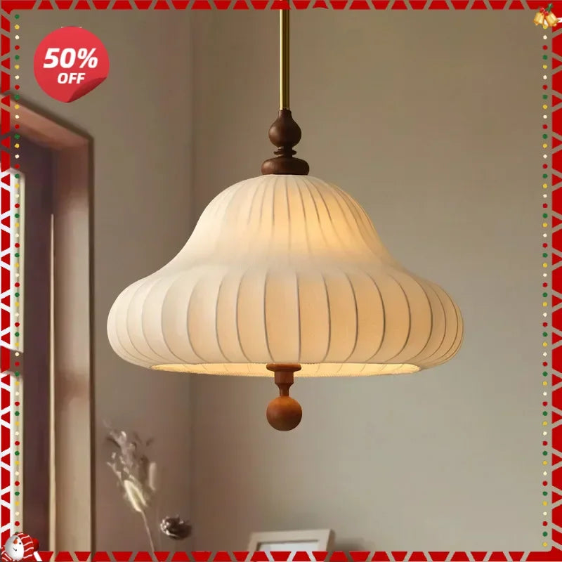 Afralia™ Zen Art Wood Fabric Pendant Light: Vintage Wabi-sabi LED E27 for Bedroom, Restaurant, Tea Room