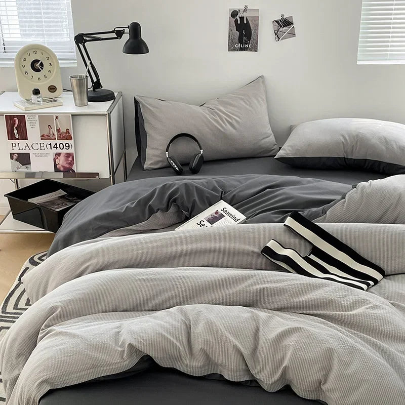 Afralia™ Bubble Cotton Quilt Sets | Ultra Soft Fitted Sheet Set | King Queen Bed Set