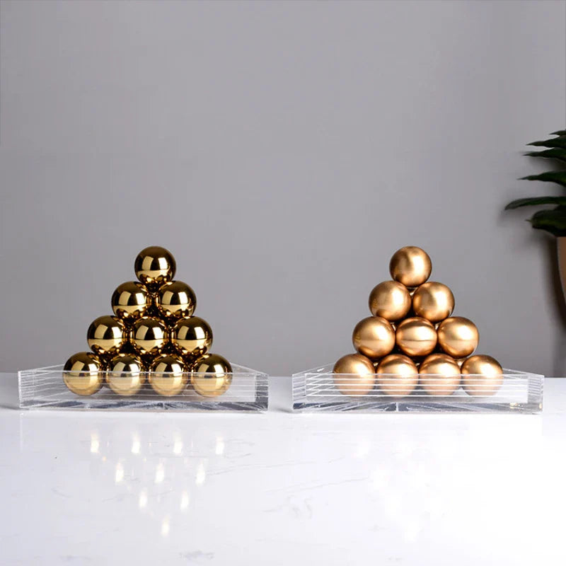 Afralia™ Geometric Gold Tower Set for Stylish Home Decor