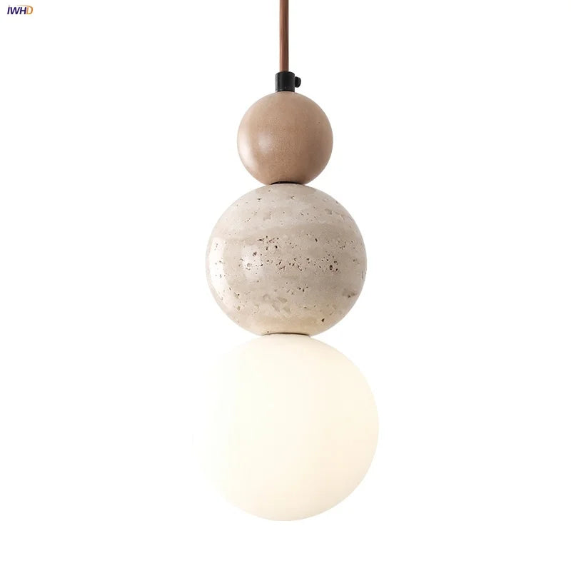 Afralia™ Nordic LED Pendant Lights Wood Glass Hanging Lamp