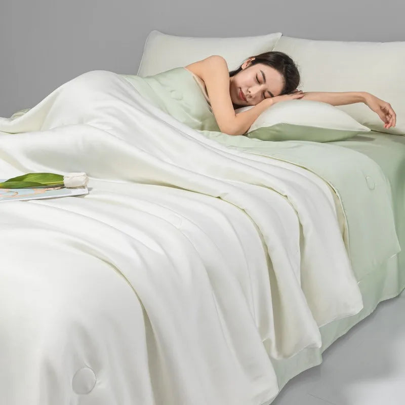 Afralia™ Cool Ice Silk Summer Quilt Set for Single Double Beds