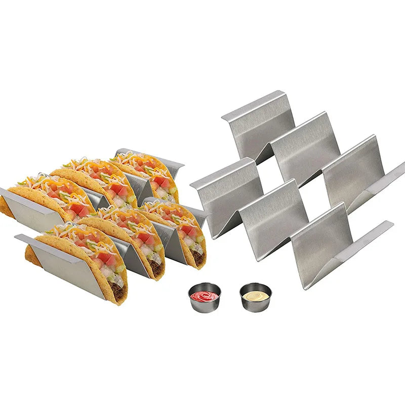 Afralia™ Stainless Steel Wave Taco Holder - Durable Kitchen Food Display Stand
