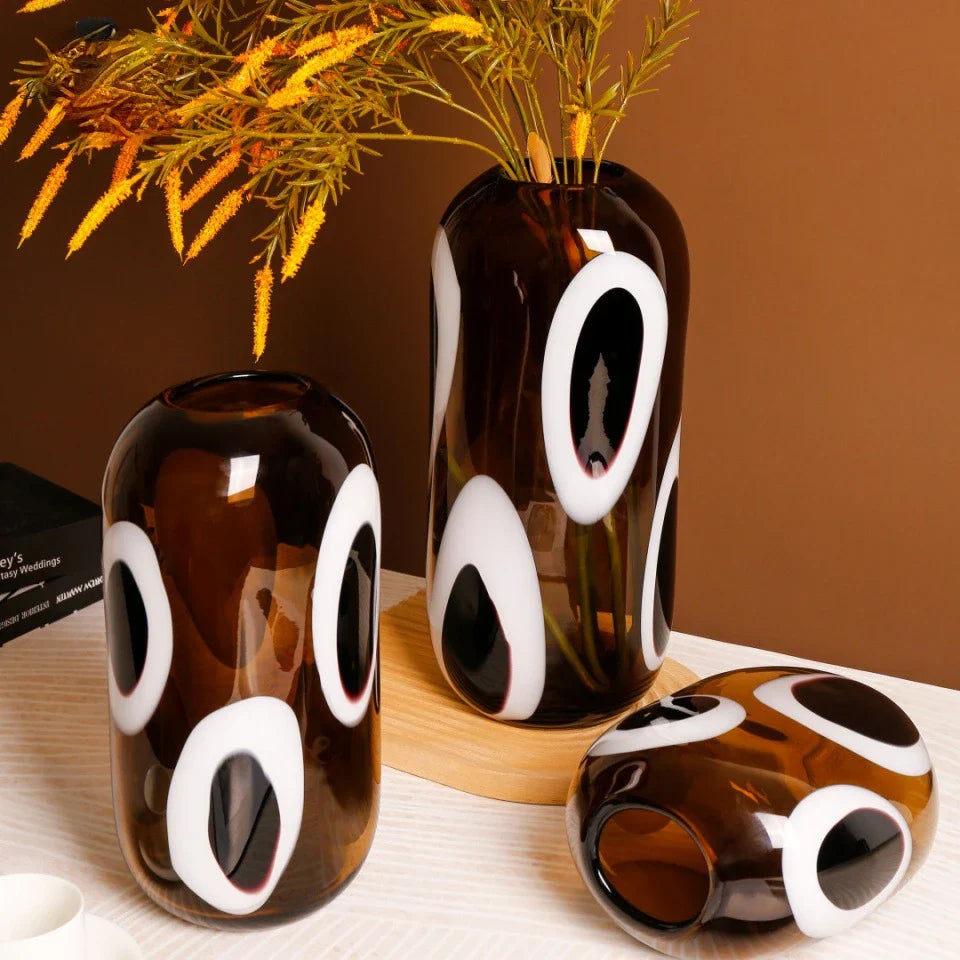 Afralia™ Transparent Spot Pattern Glass Vase for Home Decoration