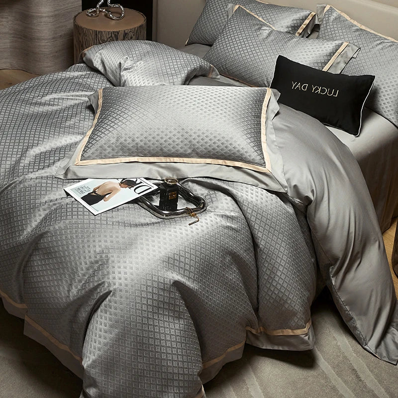 Afralia™ Luxury Yarn-dyed Jacquard Bedding Set: Duvet, Sheet, Pillowcases