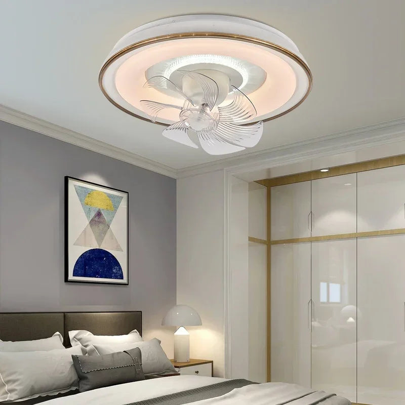 Afralia™ LED Fan Lights Ceiling Lamp with Remote Control - Three Colors, Dimmable for Bedroom-Living Room