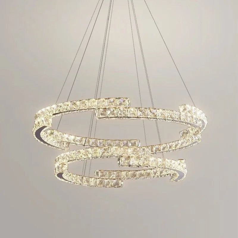 Afralia™ Crystal LED Chandelier Pendant Light Modern Luxury Foyer Ceiling Lamp