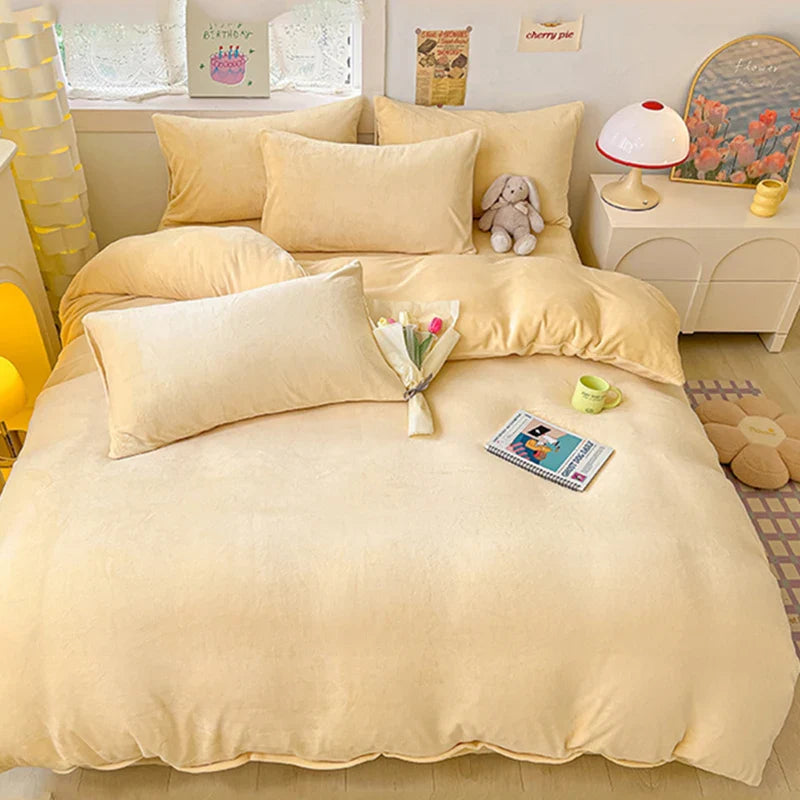 Afralia™ Milk Fleece Duvet Cover: Winter Warm Bedding for Queen King Bed