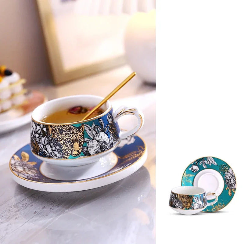 Afralia™ Porcelain Cup & Saucer Set: Elegant Coffee Mug for Dining Table and Afternoon Tea