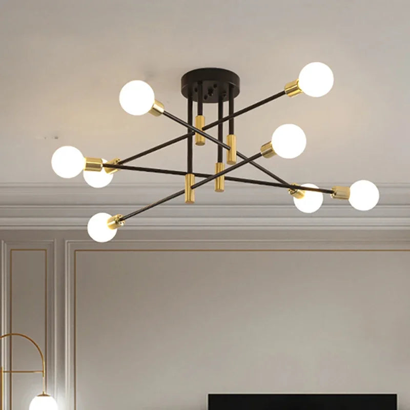 Afralia™ Vintage LED Chandelier - Brushed Antique Gold Loft Parlor Lighting Fixture