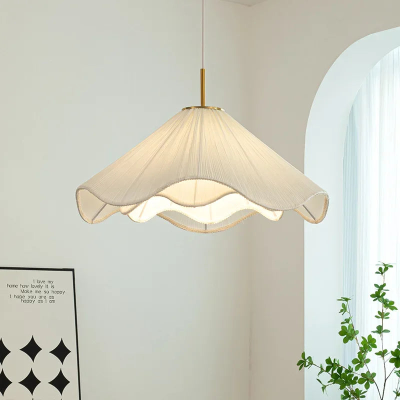 Afralia™ Nordic Fabric LED Chandelier Modern White E27 Pendant Lights Dining Room Art Decor