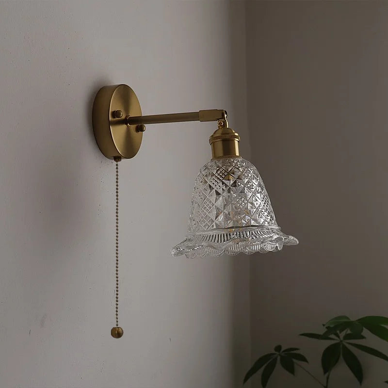 Afralia™ Copper Glass Nordic LED Wall Lights for Balcony Bedroom Mirror Bathroom