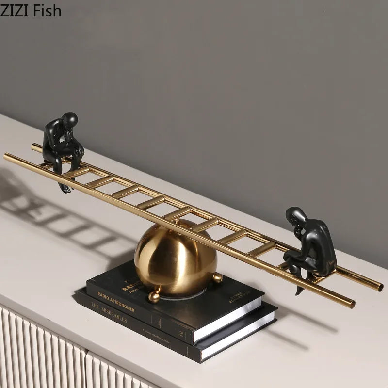 Afralia™ Thinker Figure Sculpture Alloy Desk Ornament Modern Home Decor