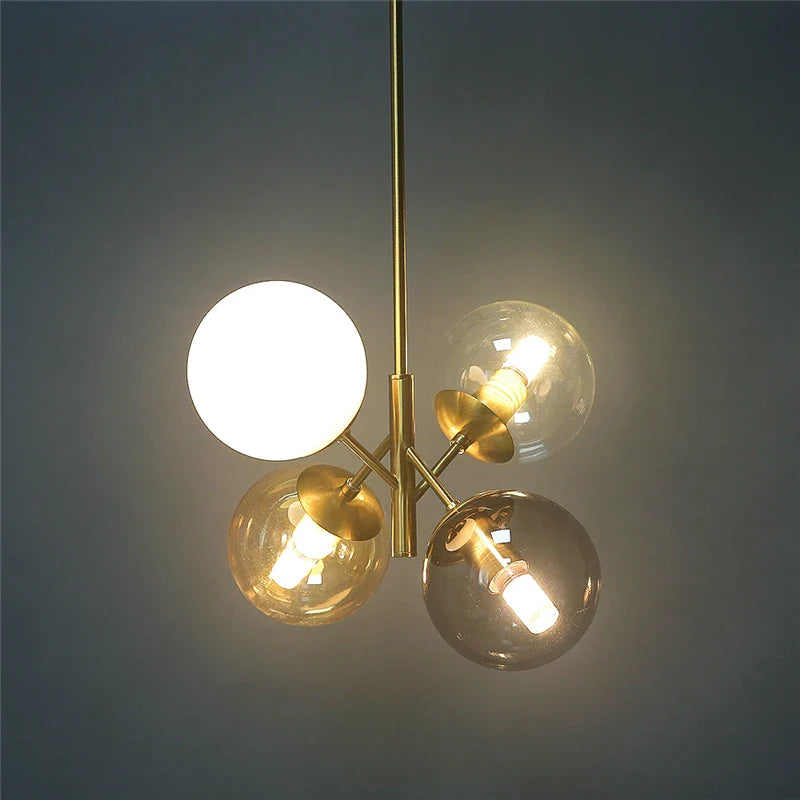 Afralia™ Glass Lustre Chandelier Pendant Lamp - Colorful Nordic Hanging Light for Home Decor