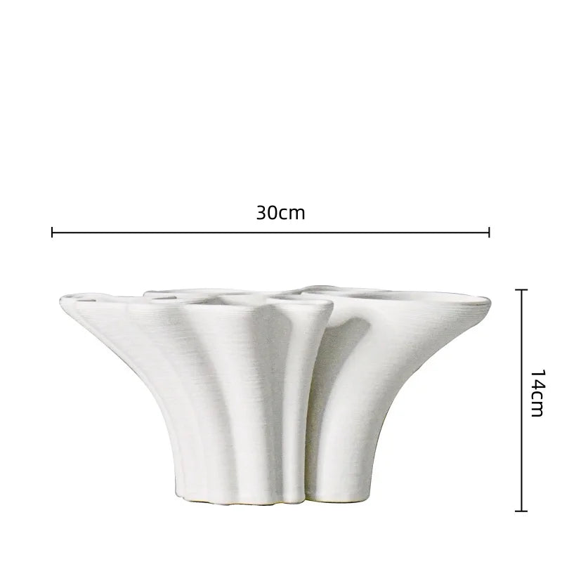 Afralia™ Geometric Ceramic Fold Pattern Flower Vase Decorative Home Ornament