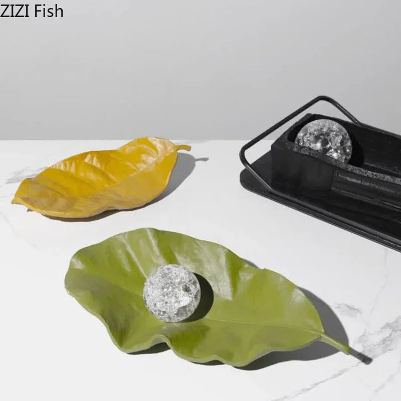 Afralia™ Leaves Tray Jewelry Stand - Multicolour Earrings & Necklace Display Plate