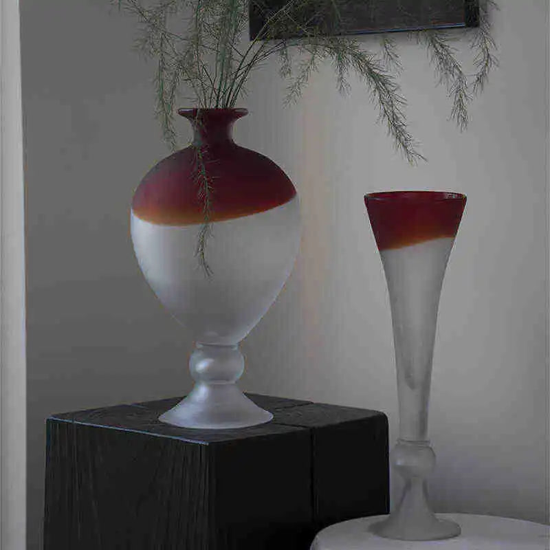 Afralia™ Red Gradient Gourd Glass Vase for Floral Arrangements and Home Decor