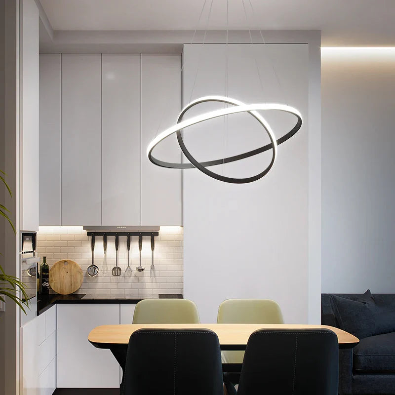 Afralia™ Luminous Circle Pendant Chandelier - Modern LED Lighting Fixture, 4 Colors