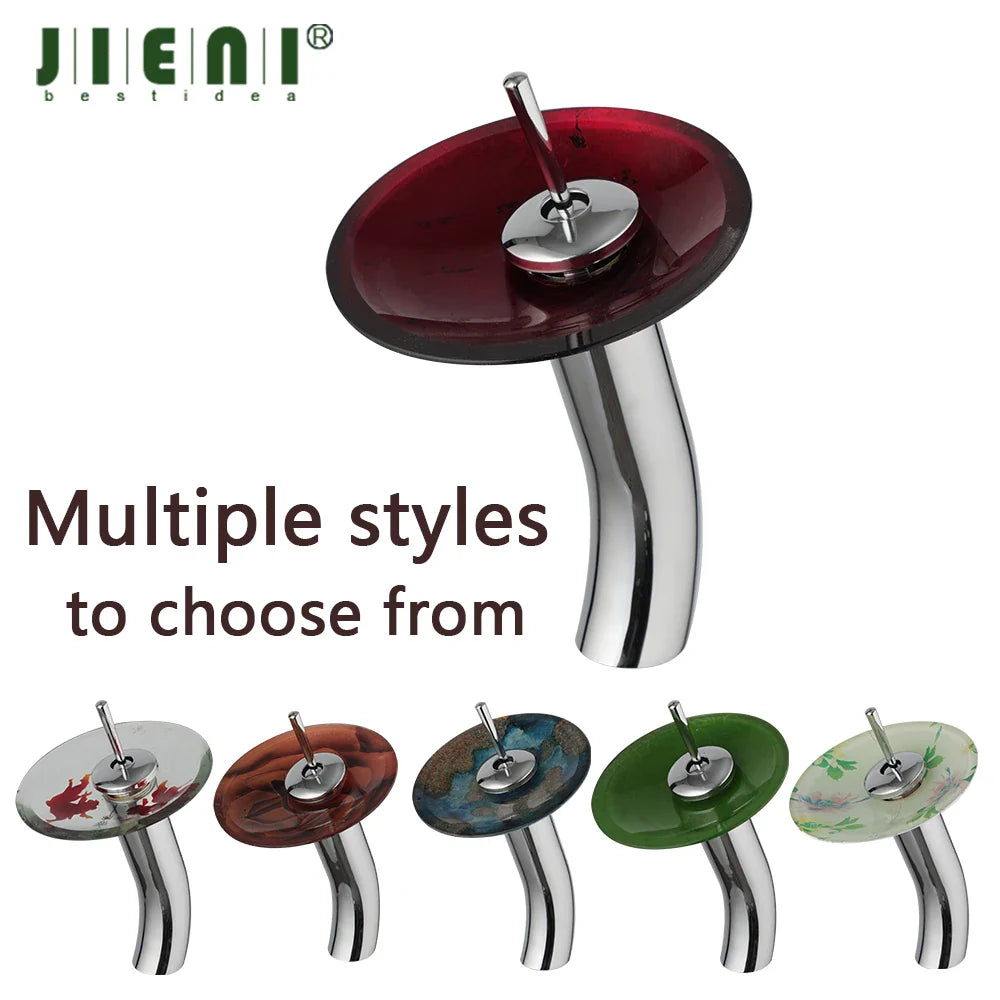 Afralia™ Glass Rocker Handle Basin Faucet, Waterfall Mixer Taps, Chrome Finish