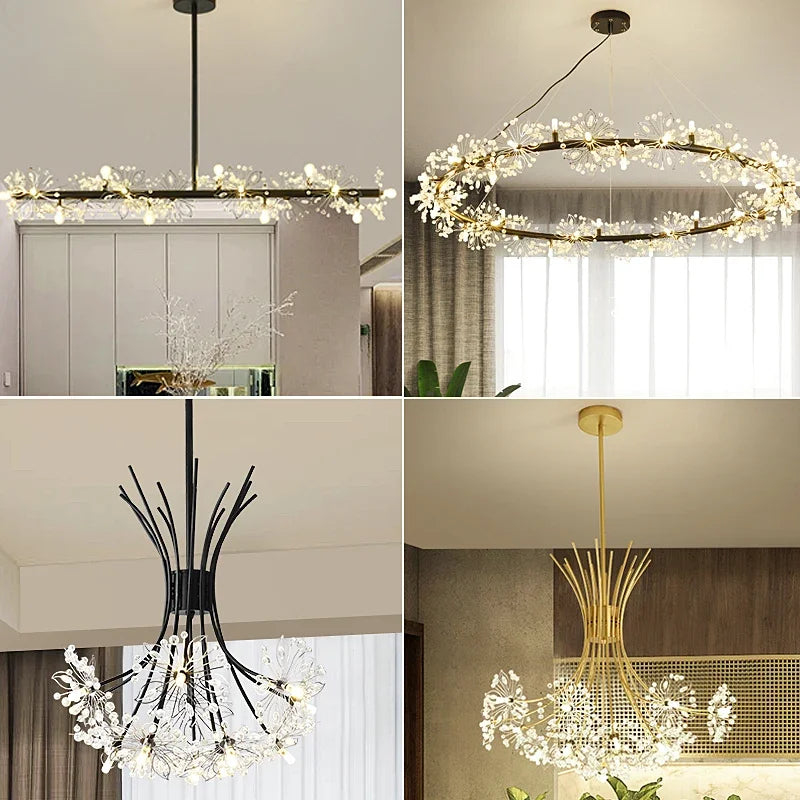 Afralia™ Crystal Bionic Petals Chandelier for Living Dining Bedroom Hall Hotel Decor