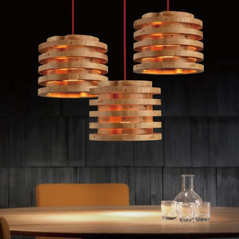 Afralia™ Vintage Wood Pendant Lamp for Restaurant and Cafe Lighting
