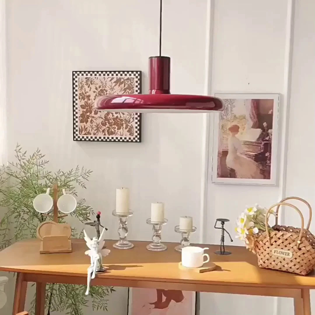 Afralia™ Medieval Vintage Red Dining Table Chandelier: Creative Nordic Minimalist Retro Pendant Lamp