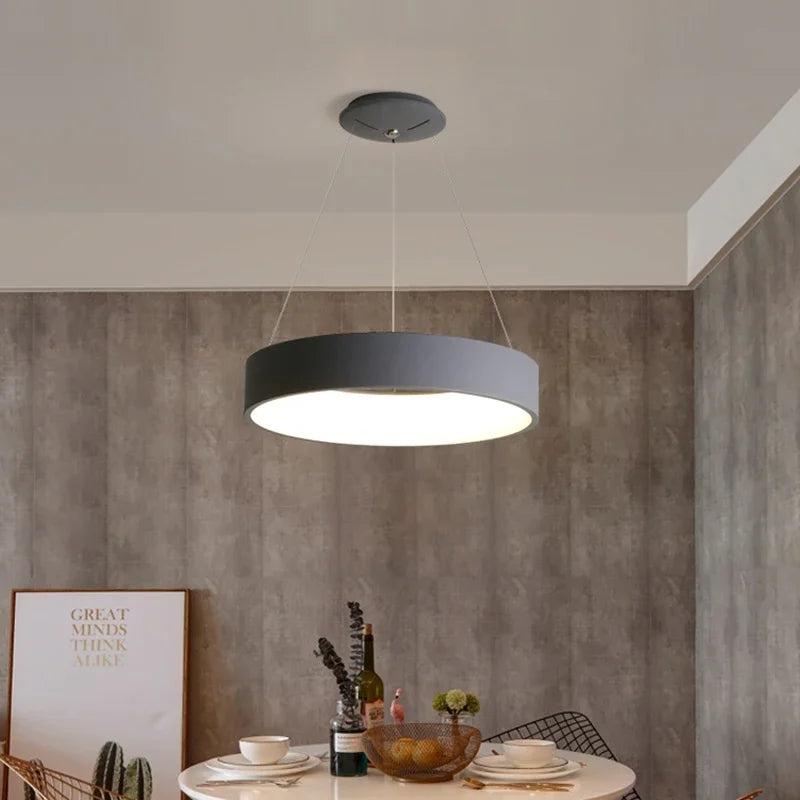 Afralia™ Modern Grey or White Led Pendant Lights for Dining Kitchen Living Bar Room
