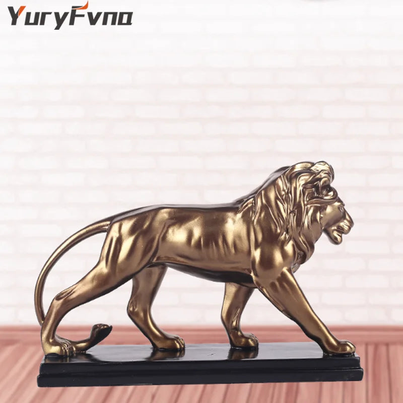 Afralia™ Resin Lion Statue Sculpture Figurine Decor Home Ornament Gift