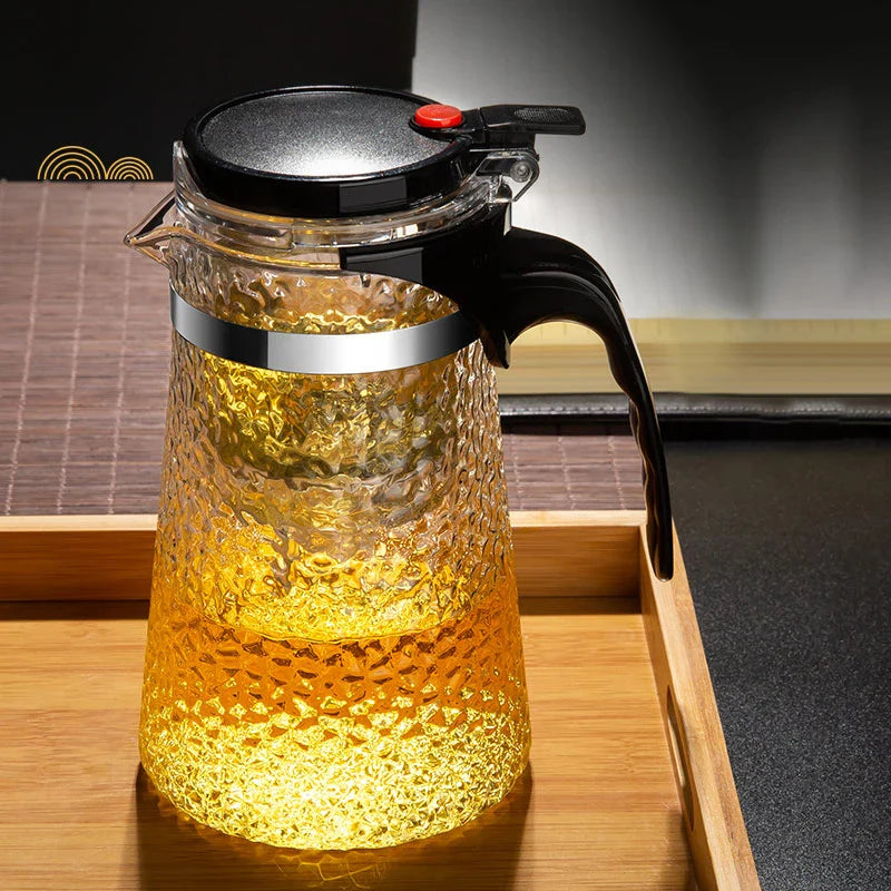 Afralia™ Glass Tea Maker with Hammer Pattern Filter for Brewing Perfect Tea