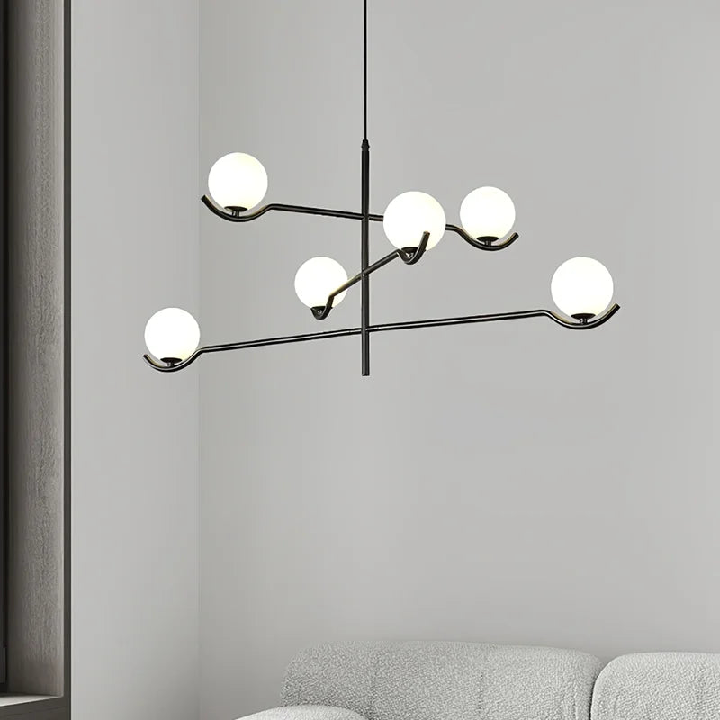 Afralia™ Glass Ball Chandelier Pendant Light for Living Room, Modern Minimalist Design