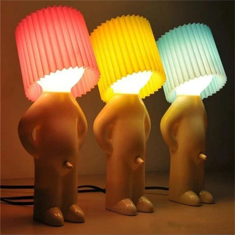 Afralia™ Night Glow Shy Man Lamp Kids Table Decor Festival Gift