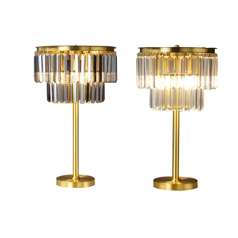 Afralia™ Copper Crystal Table Lamp: Elegant Dimmable Nightstand Light for Bedroom Décor