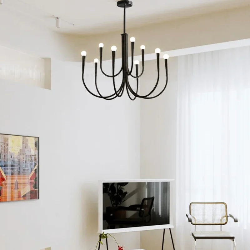 Afralia™ Nordic LED Glod Chandelier Retro Hanging Pendant Lamp for Living Room Decor