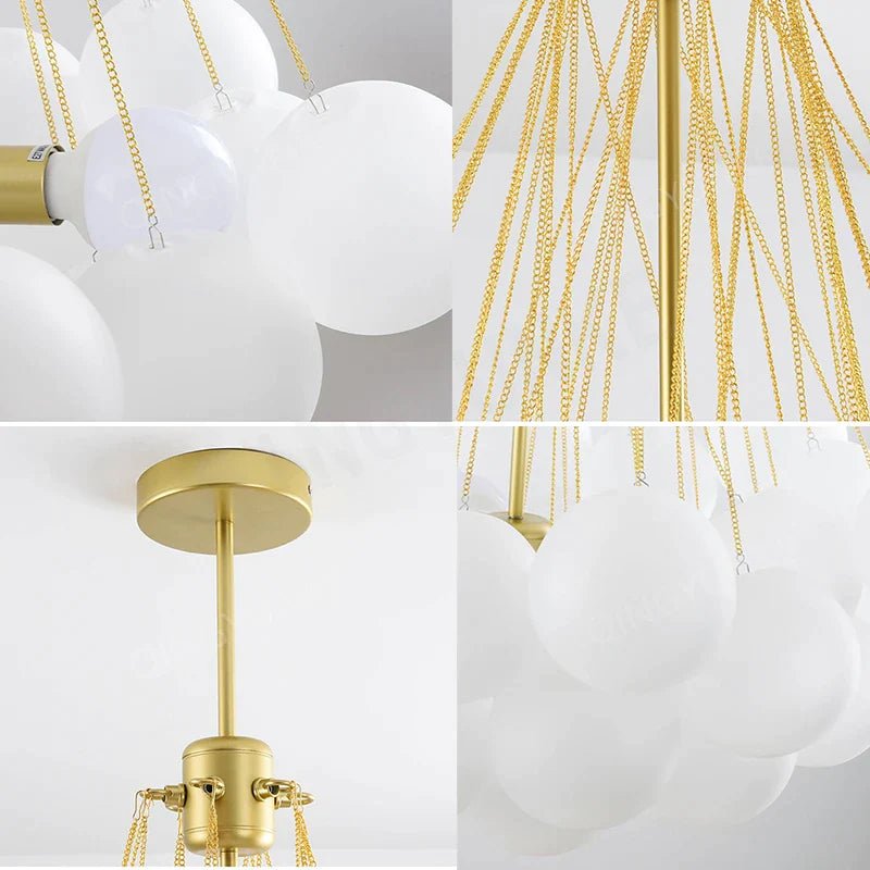 Afralia™ Glass Ball Chandelier: Modern Vintage Pendant Ceiling Lamps for Kitchen Decor