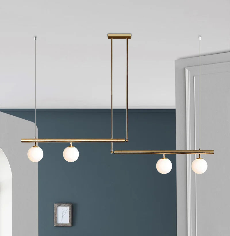 Afralia™ Minimalist Linear Pendant Light for Modern Living Room, LED Restaurant Chandelier