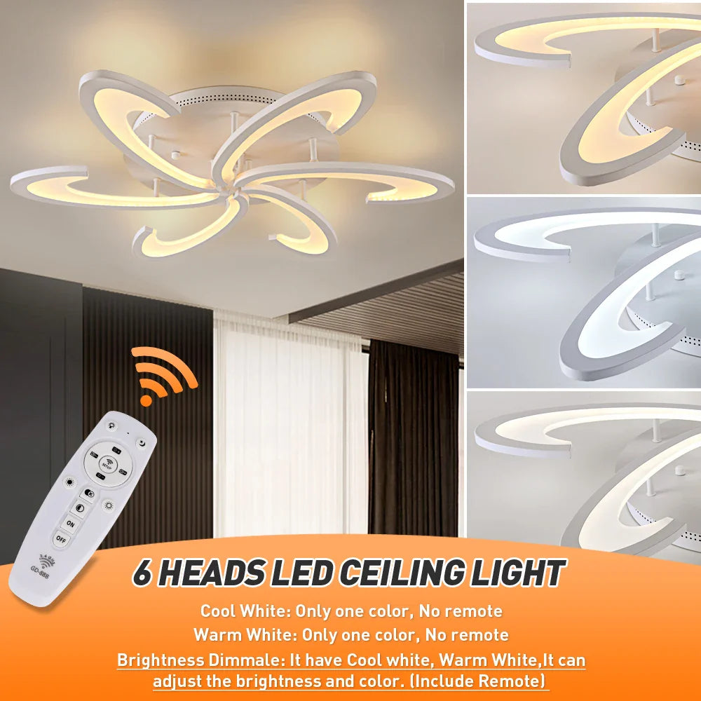 Afralia™ Flower Ceiling Lamp: Modern Chandelier Acrylic RC Dimming Pendant Light Fixture