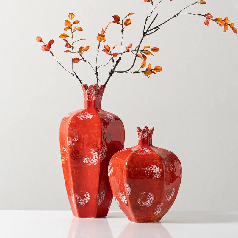 Afralia™ Handmade Pomegranate Ceramic Vase: Stylish Home Decor & Flower Arrangement Accessory