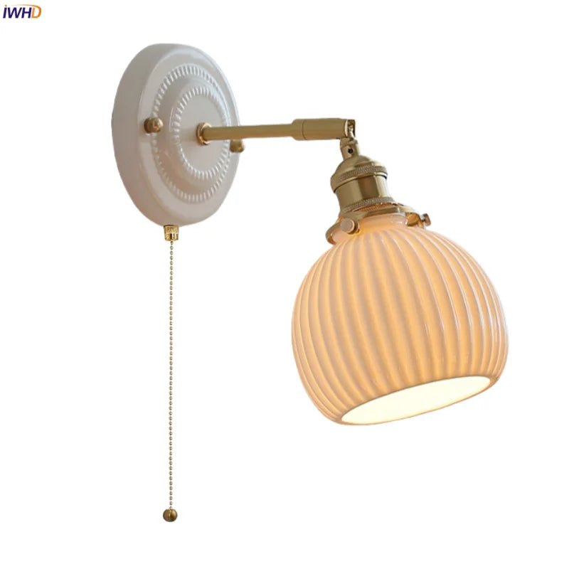 Afralia™ Ceramic Pumpkin LED Wall Sconce Modern Minimalist Bedroom Lighting