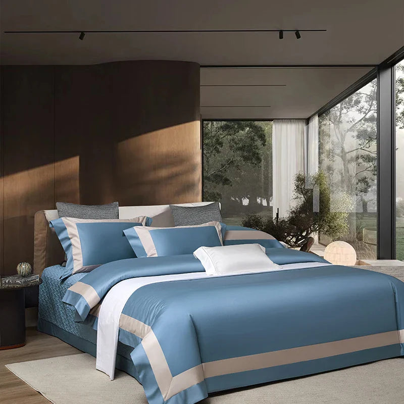 Afralia™ Luxury Egyptian Cotton Solid Color Bedding Set 4Pcs