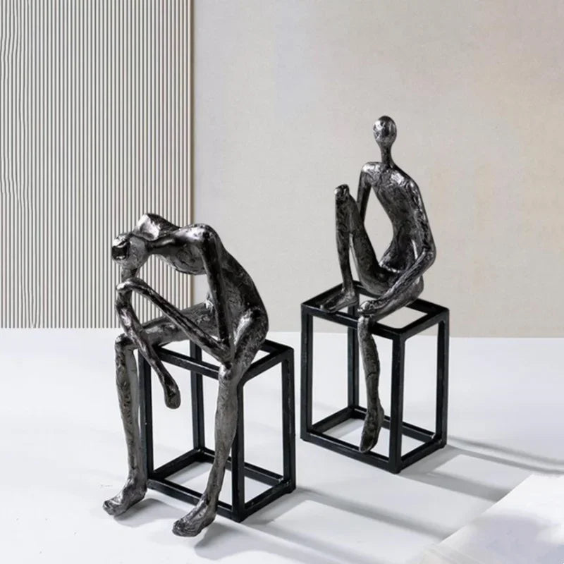 Afralia™ Abstract Thinkers Sculpture: Decorative Figurines for Home Furnishings