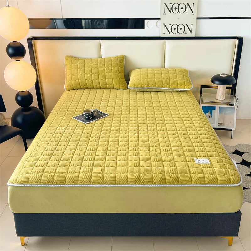 Velvet Fitted Sheet Set by Afralia™: Plush, Soft, and Stylish Bedcover with Pillowcases