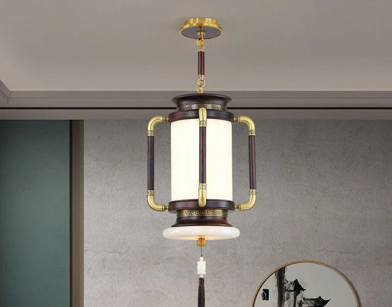 Afralia™ Chinese Lantern Chandelier: Classic Living Room Tea House Retro Lighting Fixtures
