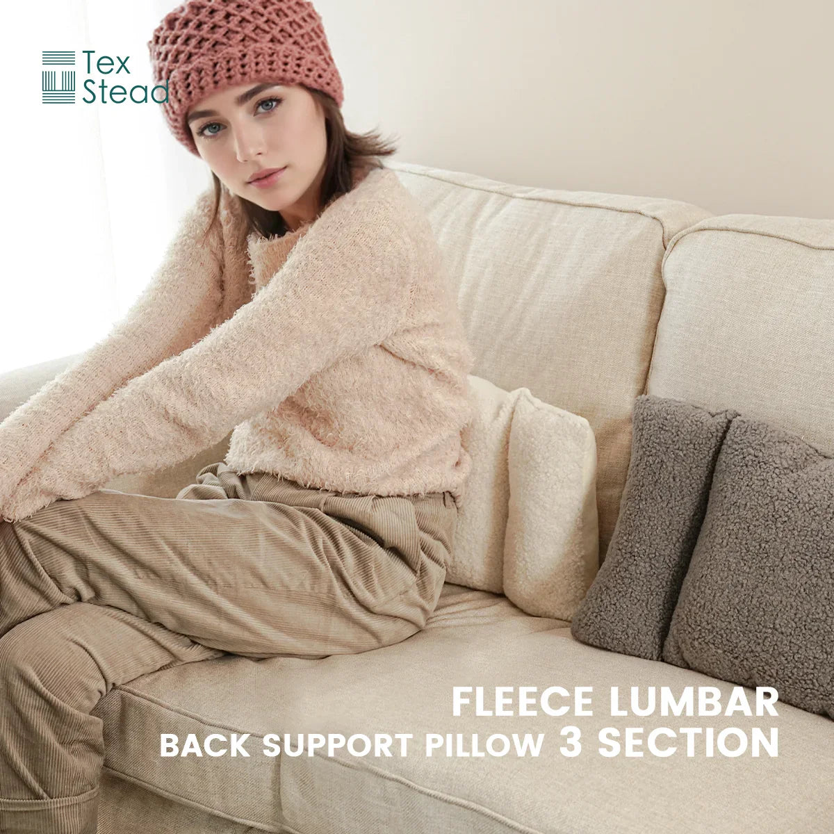 Afralia™ Fleece Lumbar Support Pillow for Office Chair, 3 Section Back Pillow