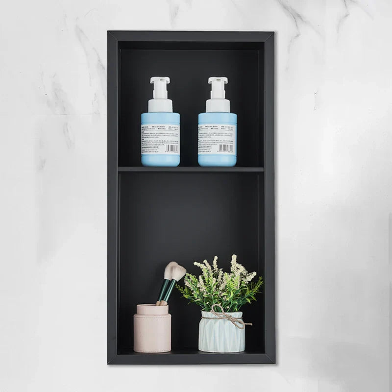 Afralia™ Stainless Steel Wall Niche, Black/Nickel Shower Embedded Shelf